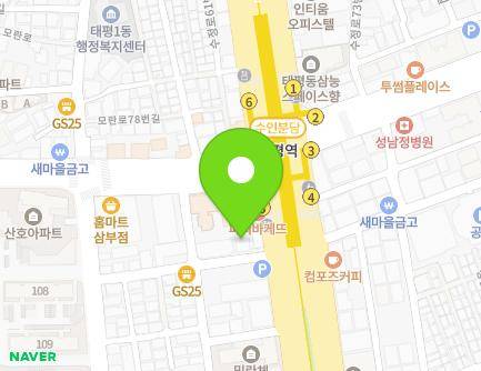 4 Seongnam-daero 1221beon-gil, Sujeong-gu, Seongnam-si, Gyeonggi-do, Republic of Korea Map