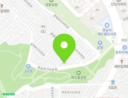43 Gwangmyeong-ro 256beon-gil, Jungwon-gu, Seongnam-si, Gyeonggi-do, Republic of Korea Map