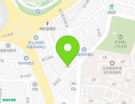 133-10 Uncheon-ro, Osan-si, Gyeonggi-do, Republic of Korea Map