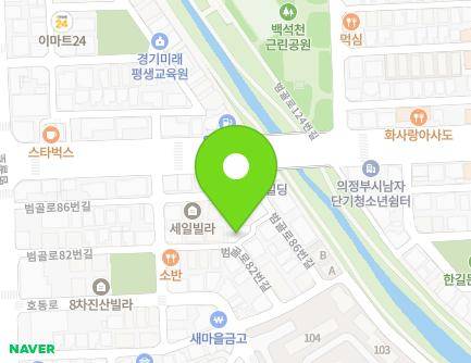 39 Beomgol-ro 82beon-gil, Uijeongbu-si, Gyeonggi-do, Republic of Korea Map