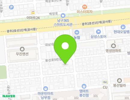 34-4 Bongseon-ro 9beon-gil, Nam-gu, Gwangju, Republic of Korea Map