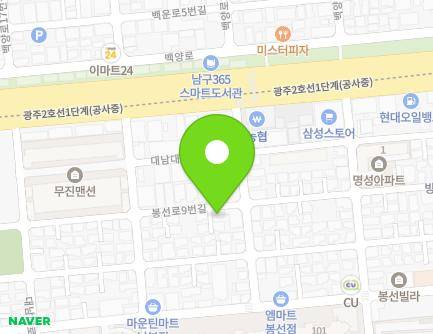 34-2 Bongseon-ro 9beon-gil, Nam-gu, Gwangju, Republic of Korea Map